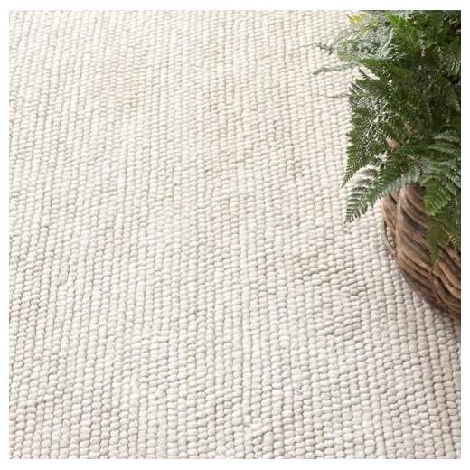 S & L Homes 100% Wool Hand Woven Chunky Knit Popcorn Rug - Ivory Contemporary Area Rug for Living Room Bedroom (10' x 14' - Ivory)