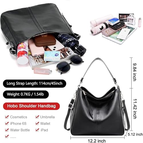Image of ITALISH Brown Hobo Shoulder Handbag for Women in Faux Leather 39 x 33 x 13 cm