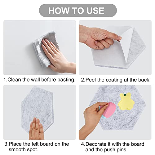 Vuzvuv 6 Pcs Gray Hexagon Cork Board Bar Strips With 50 Pushpins & Sticky Notes, Self-Adhesive Bulletin Board Strips No Damage For Wall, Felt Pin Board For Paste Notes, Photos, Schedules Offices Home #TOP2