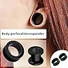 LORSENG 16 PCS Ear Stretching Kit Soft Silicone Ear Tunnels Gauge Earrings, Double Flared Saddle Earring Ear Ring Stretcher Piercing Stretcher Plugs Ear Expanders Ear Spacers for Men Women (Black) #4