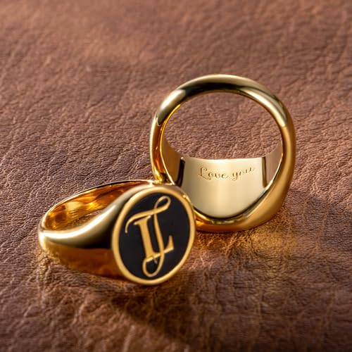 Personalized Two-Letter Stacking Signet Ring - Custom Initials for Him & Her - Sterling Silver Monogram Ring Gift for Mom or Dad2