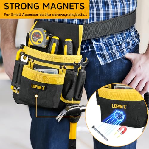 Tool Belts for Men,13-Pockets Heavy Duty Padded Tool Belt,Detachable Adjustable Magnetic Tool Pouches for Electrician,Carpenter,Construction,Work Apron,Utility Work Tool Belt 3 Tool Belts for Men,13-Pockets Heavy Duty Padded Tool Belt,Detachable Adjustable Magnetic Tool Pouches for Electrician,Carpenter,Construction,Work Apron,Utility Work Tool Belt - Image 3