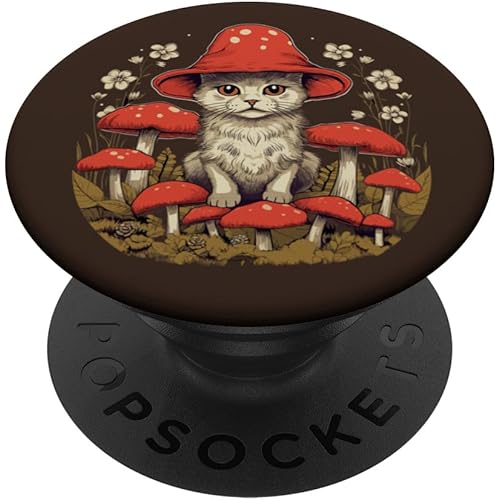 Cute Cat Mushroom Hat Cottagecore Aesthetic PopSockets Standard PopGrip