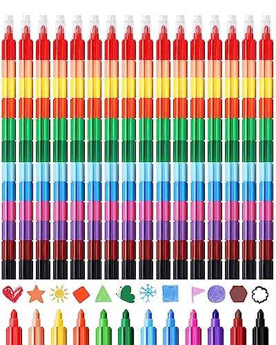Ceras de colores para niños, 16 PCS Apilando Lápices de Colores 12 Colores estuche para colorear regalo niños, ideales Colores niños set regalitos fiesta cumpleaños infantil