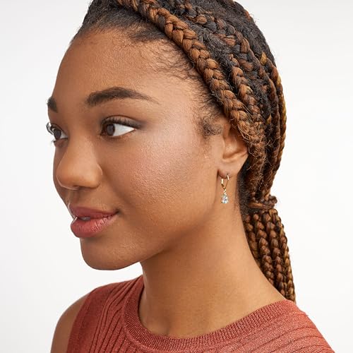 MORGAN & PAIGE .925 Sterling Silver 18K Gold Plated Swiss Blue Topaz Pear Cut 7x5mm Leverback Earrings for Women - Dainty Birthstone 1" Dangle Earrings Jewelry, Gemstone Birthday Gifts for Her4