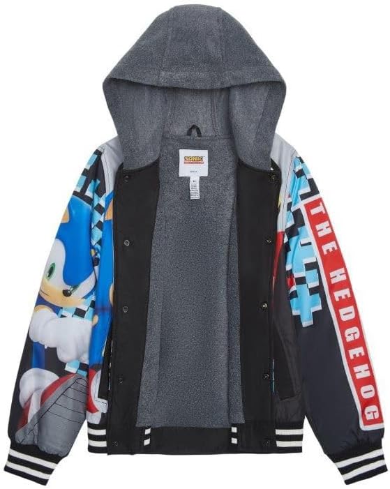 Sonic The Hedgehog Boys' Bomber Jacket Button-Up Varsity Jacket