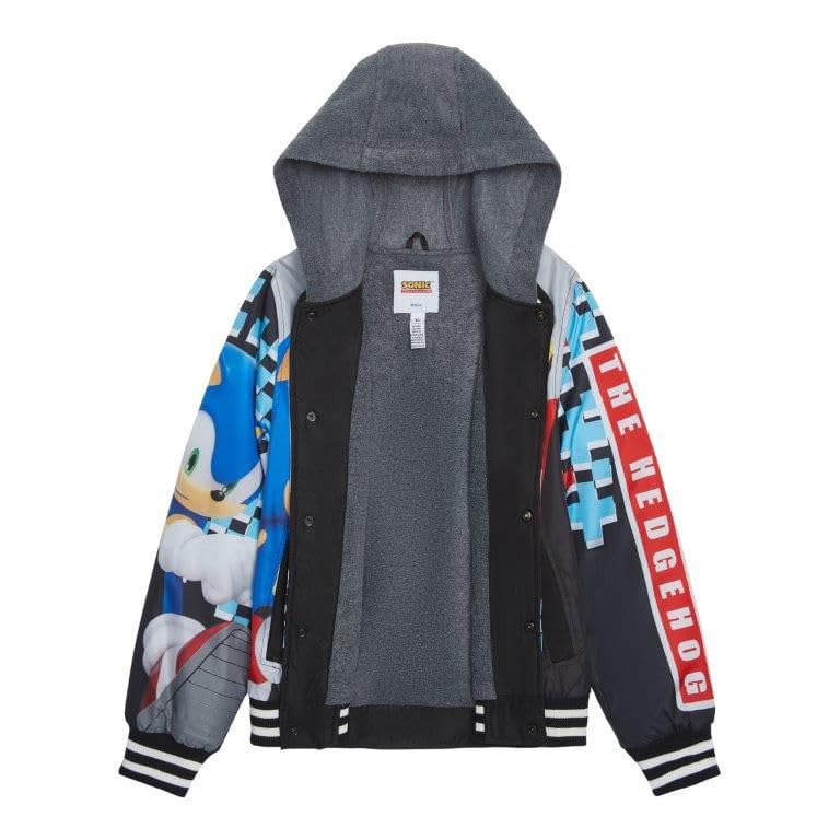 Sonic The Hedgehog Boys' Bomber Jacket Button-Up Varsity Jacket2