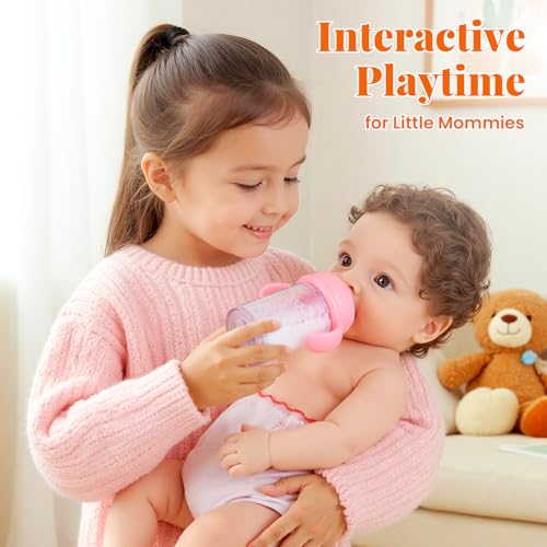 image for BABESIDE Baby Doll Accessories – 9 Pcs Feeding Set with Magic Bottle