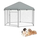 Froadp Hundezwinger Outdoor Hundekäfig mit Dach und Abschließbarer Tür 210x185x150cm Hundehütte aus 420D Oxford-Gewebe & Verzinkter Stahl UV- & Wasserdicht Hundehaus Tierlaufstall für Hunde