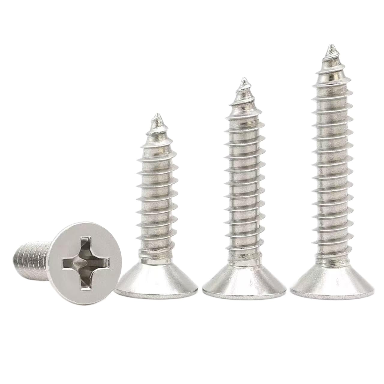 Vis autotaraudeuses tête plate cruciforme inox 304 M2.9-M6.3 pour bois métal plastique (100,M5.5 x 70mm)