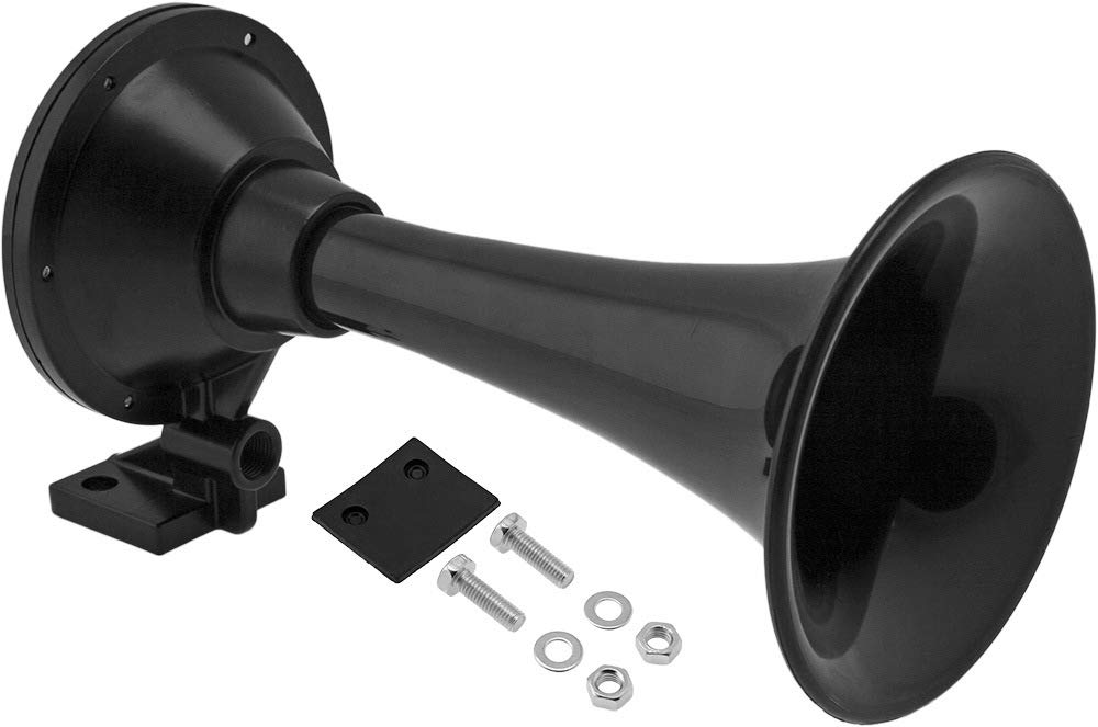 Vixen Horns Train Horn Trumpet for Truck/Car. Compact Trumpet Horn Super Loud dB. Black Single Trumpet (Size XS). Heavy Duty ABS Air Horn. Fits Vehicles Like Semi/Pickup/Jeep/RV/SUV VXH1901XB