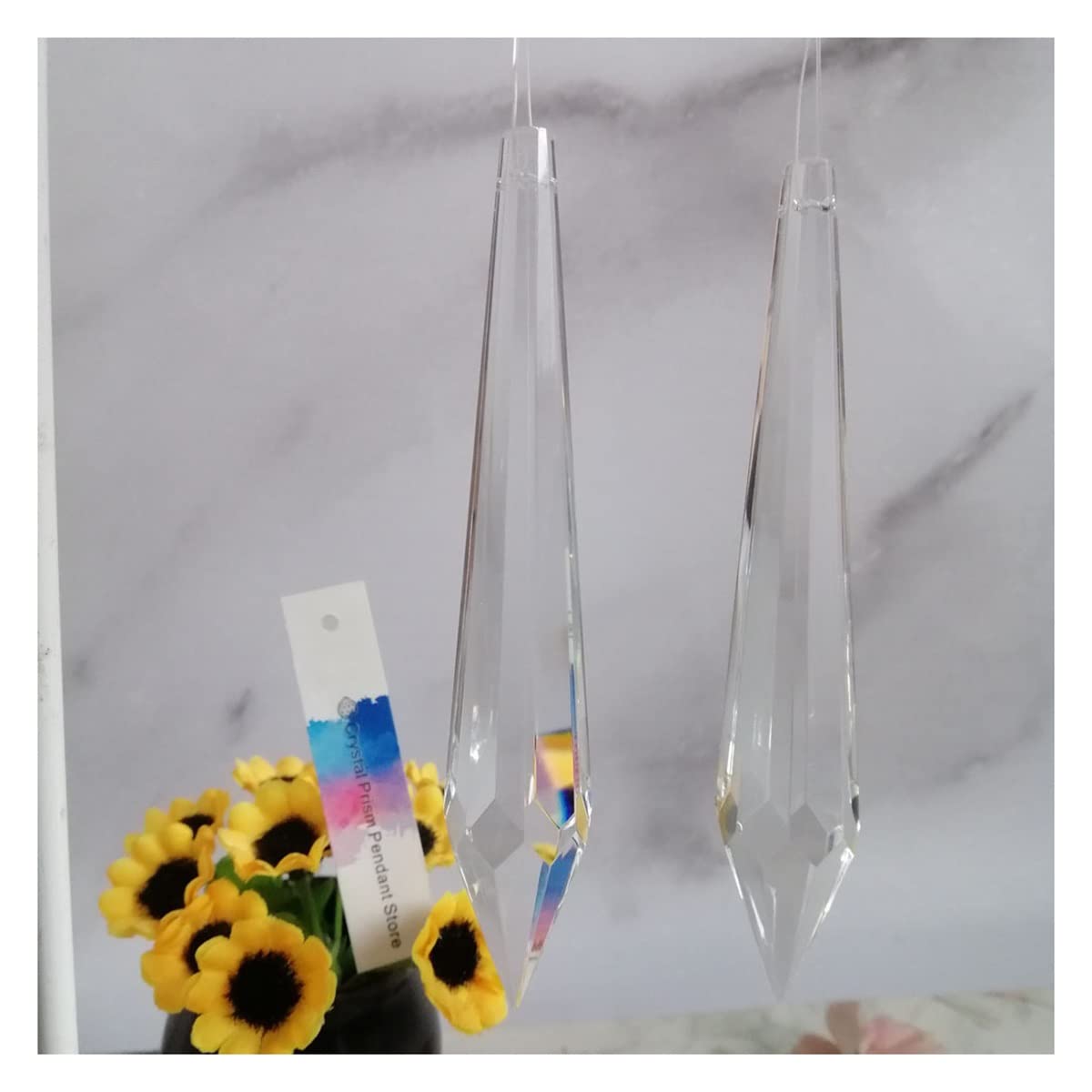 Lampadario pendenti con prismi di cristallo 2pcs 120mm Ghiacciolo sfaccettato U Goccia di cristallo Lampada a prisma a sospensione Parti di illuminazione for feste Parti di ricambio per lampade di ill