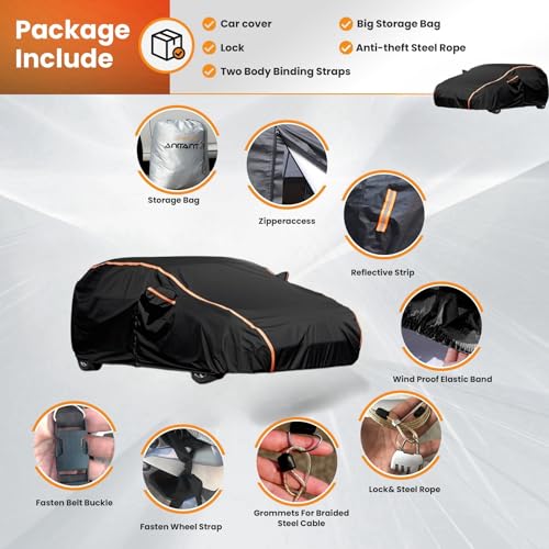 Image of Super Lightweight Hatchback Car Cover Snow Car Tarps Waterproof All Weather Car Covers for All Condition Full Exterior Fit Hatchback Under 178 inch