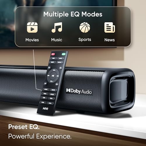 Mivi Fort H750 Soundbar with Dolby Audio, 750W, 5.1 Channel, 3 in-Build Speakers, 2 Satellite Speakers and 1 woofer, Multiple EQ & Input Modes, Made in India Sound bar for TV 7 51IRKnj9tEL