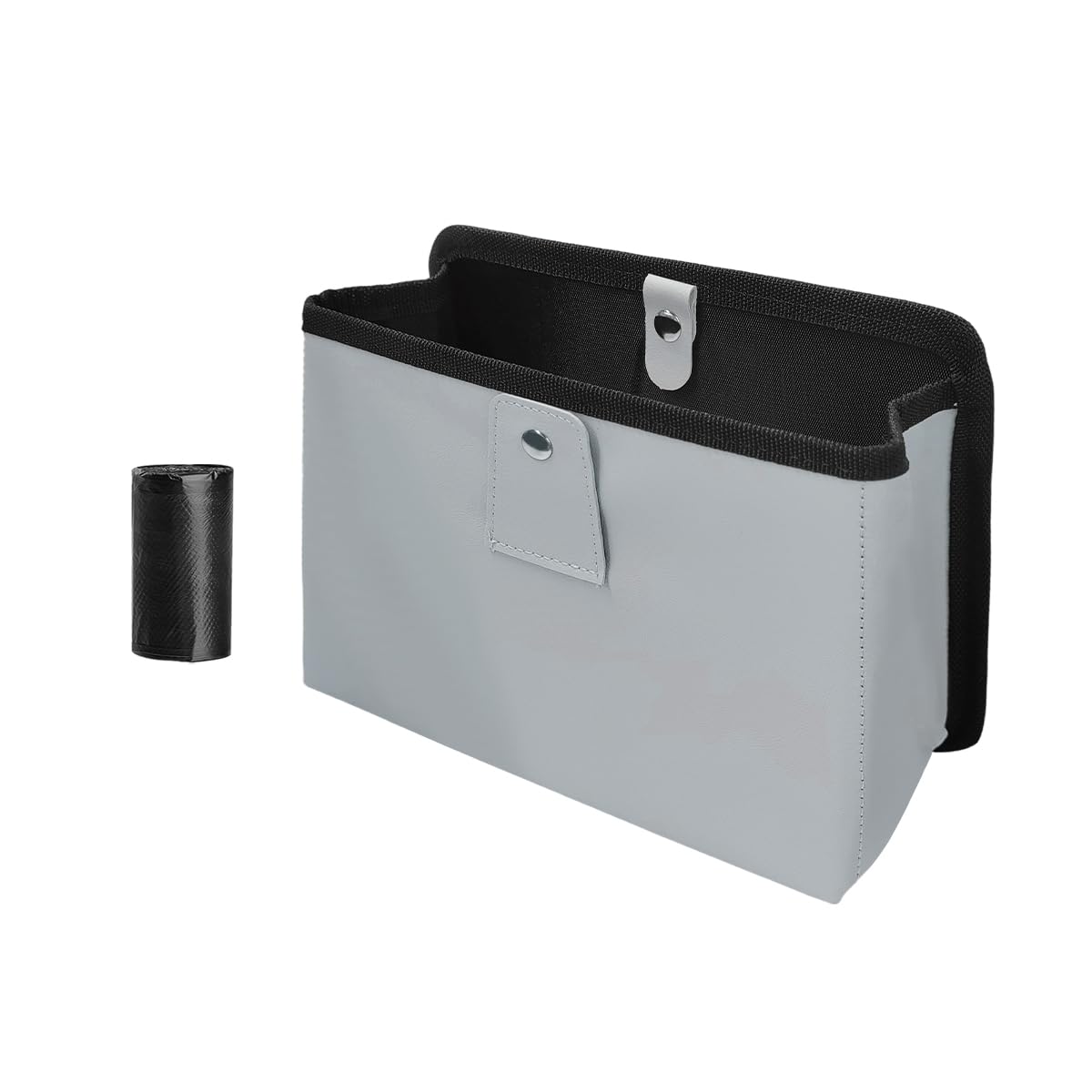 Yourkar Car Trash Can, Foldable Waterproof Leather Car Garbage Organizer Holder, Automotive Mini Dustbin Container with One Roll Trash Bag, Universal Interior Car Accessories (Gray, M)