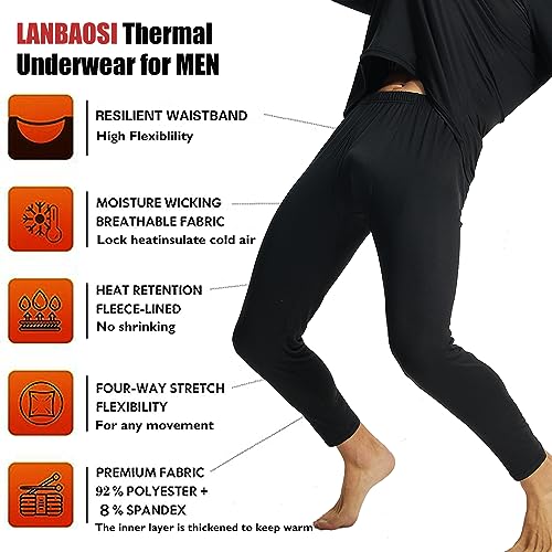 LANBAOSI 2 Pack Mens Thermal Underwear Bottoms Long Johns for Men Cold Weather Thermal Pants Warm Baselayer Trousers Leggings4