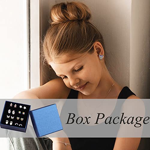 8 Pairs Clip on/Stud Earrings for Girls kids Toddler Hypoallergenic Cute Clip-on Earrings for Childrens Teen Unicorn Butterfly Turtle Clip Stud Earrings Multiple Jewelry Gift 3 Years Old+2