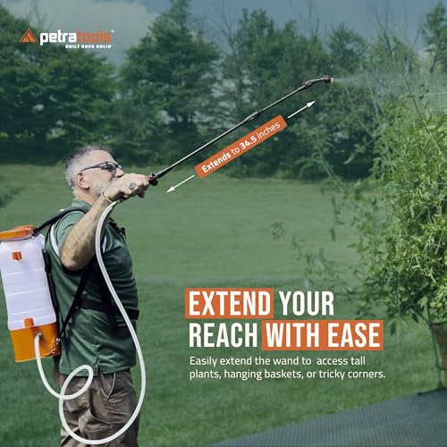 PetraTools Battery Powered Backpack Sprayer 4 Gallon - 6 Hours Long Battery Life & Padded Straps for Comfort - HD4000 Electric Backpack Garden Sprayer with 6 Spray Nozzles & 90PSI Adjustable Pressure