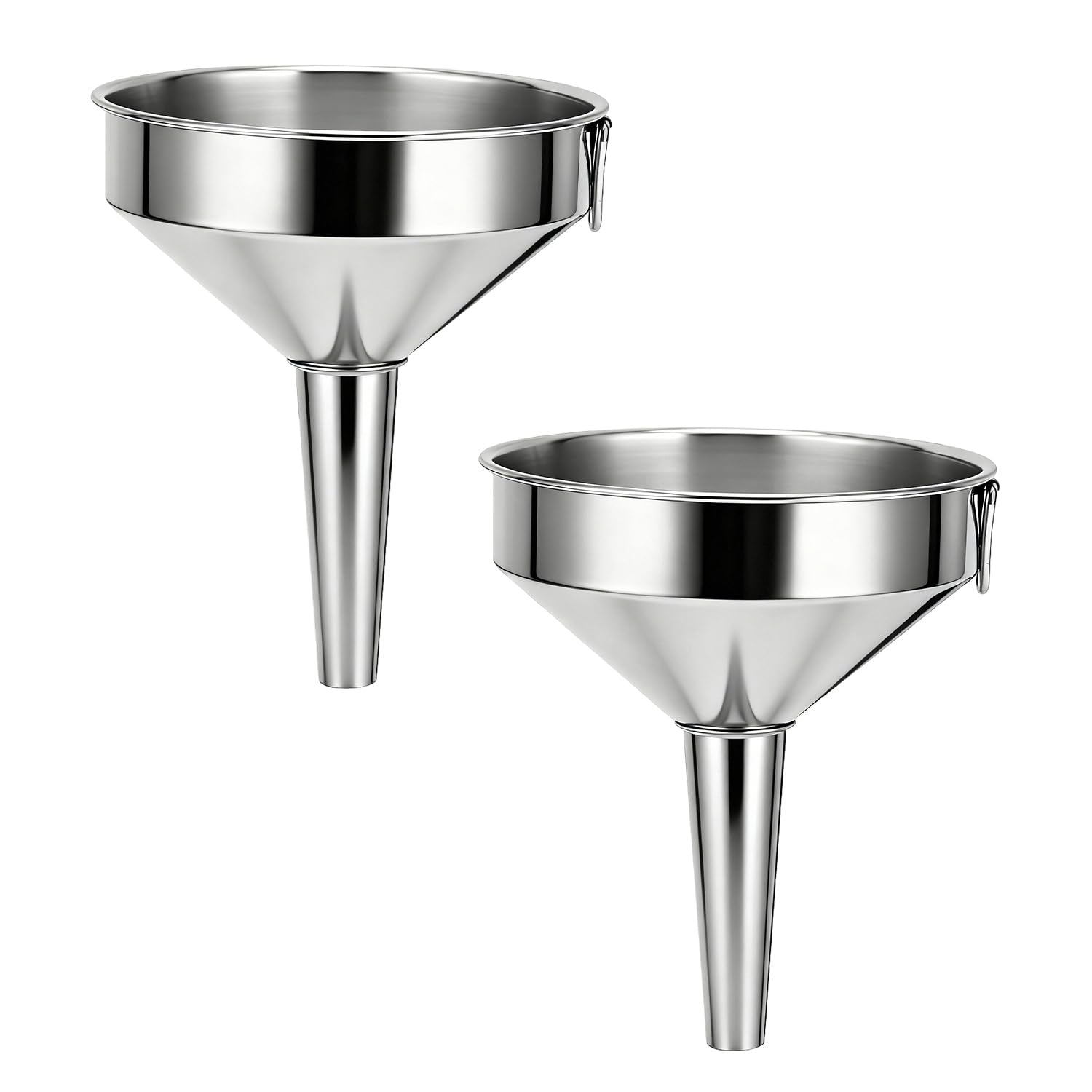 Stainless Steel Funnel, Large Food Grade Thickened Kitchen Funnel for Kitchen Use Filling Bottles Flask Cooking (2pcs 11cm)