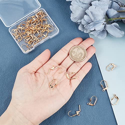 Beebeecraft 1 Box 50Pcs Leverback Earring Findings 18K Gold Plated French Earring Hooks 16x11mm Leaf Pattern Interchangeable Dangle Ear Wire Findings for Jewellery Making - Image 3