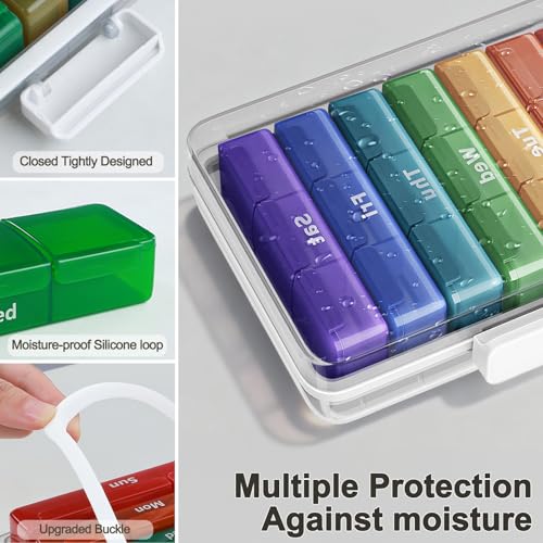 Image of CTIME 4-Tier XL Medicine Organizer with Leather Handle - Portable Pill Case & Empty First Aid Kit for Home, Travel, RV, School, Dorm | Ideal Elderly Gift