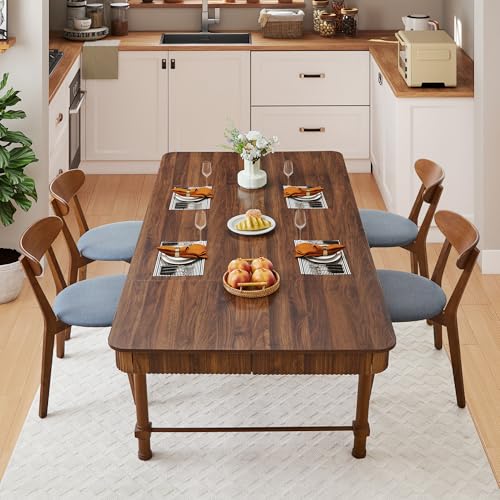 78 Inch Fluted Kitchen Dining Table for 6 8 10, Large Rectangular...
