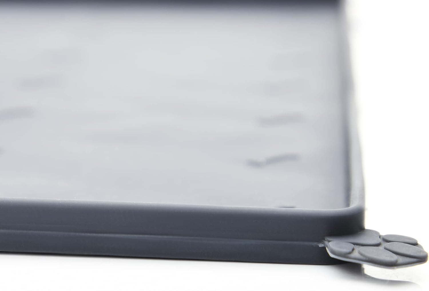 Penguin Home® Non Slip Grey Pet Feeding Mat with 2 Hammered Stainless Steel Pet Bowls|Pet Safe Food Grade Waterproof Mat|Raised Edges to Prevent Spillage|Dogs Cats Rabbits etc|Mat-45x30cm Bowl-425mL|