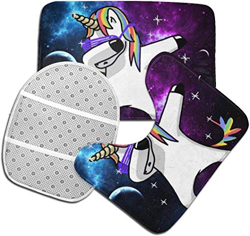 RedBeans Anti-Rutsch-Badvorleger, 3-teilig, Flanell-Badezimmerteppich, Einhorn, lustiges Dab Dance Badezimmer-Set, inkl… – Bild 4