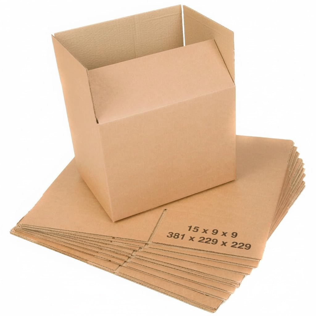 BAG-IT 25x Single Wall Cardboard Packing Boxes 15"x9"x9" (381x229x229mm) Medium Parcel Shipping Mailing Postal Gift Cube Postal Shipping Box Mailing Cartons Shipping boxes