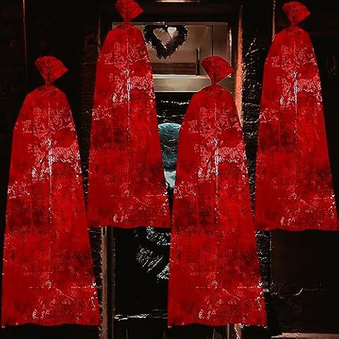 Birheatry 4PCS Halloween Bloody Body Bag Decor Scary Blood Body Creepy Bags 23.5 x 67inch Reusable Bloody Prop Decorations Haunted House Creepy Outdoor Indoor Halloween Party Hanging Decor Cover