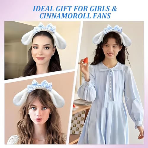 Image of ZIBUYU 9Pcs Kawaii Cinnamoroll School Kit for Girls, Stuff Cute Stationery School Supplies Set Headband, Ear Dog Headband, Hairband, Stationery Pouch, Stickers, Necklaces, Bracelet, Keychain