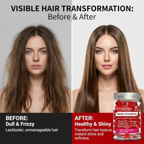CYANPHY Hair Essential Oil for Women & Men - Hair Serum Enriched with Moroccan Oil, Jojoba, Avocado Oil Hair Capsule for All Hair Type Repair Frizzy & Dry Curly Hair with VA, VE, Pro B5 Hair Product — view 5