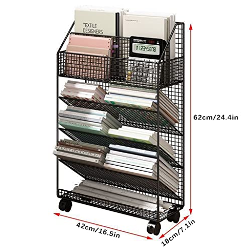 Miniatura 3 de Estantería De Escritorio Móvil De 5 Niveles, Estantería De Pie Con Ruedas, Estantería De Almacenamiento De Libros, Organizador De Almacenamiento De Escritorio Con Ruedas Giratorias, For Oficina En Cas
