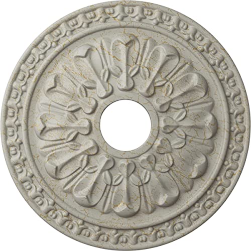Ekena Millwork CM18WAPCC Warsaw Ceiling Medallion, Pot of Cream Crackle