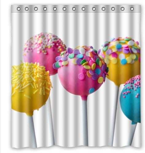 Custom Colorful Chocolate Lollipop Waterproof Bathroom Shower Curtain- Polyester Fabric, 66(w)x72(h)