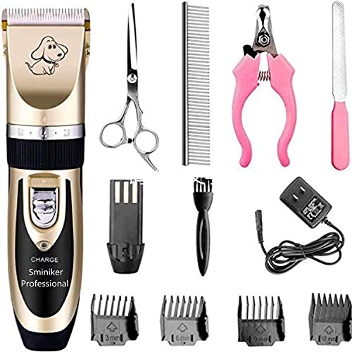 Sminiker Professional Rechargeable Cordless - Professional Pet Hair Clippers with ...