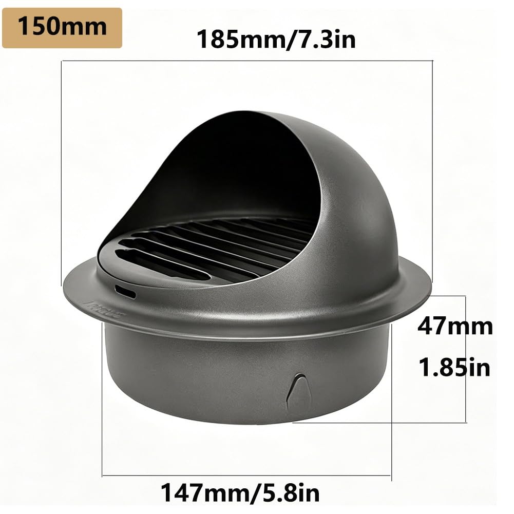 Rejilla de Ventilación de Pared de Acero Inoxidable 304, Redonda, 100/110/120/150/160 mm, Cubierta de Ventilación de Exterior, Rejilla Ancha, para Cocina, Campana Extractora(White,150mm/6in)