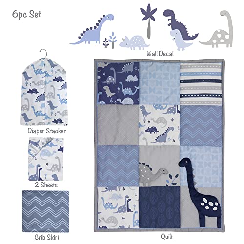 Bedtime Originals Roar 6-Piece Crib Bedding Set - Blue, Gray, White, Animals #TOP1