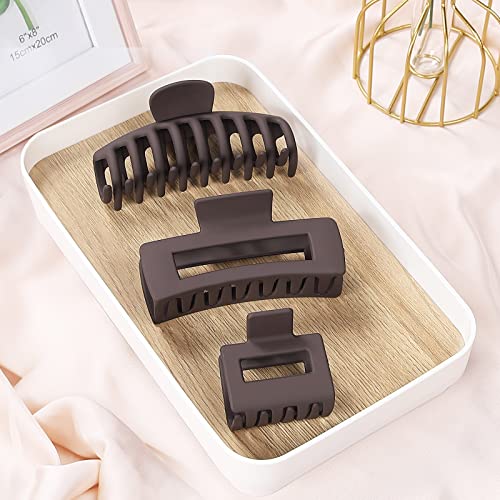 12 Pack Large Claw Clips For Thick Hair, 4Inch Rectangle Hair Claw Clips With 2Inch Small Square Hair Jaw Clips For Women, Non-Slip Stylish Matte Hair Claws Hair Accessories #TOP6