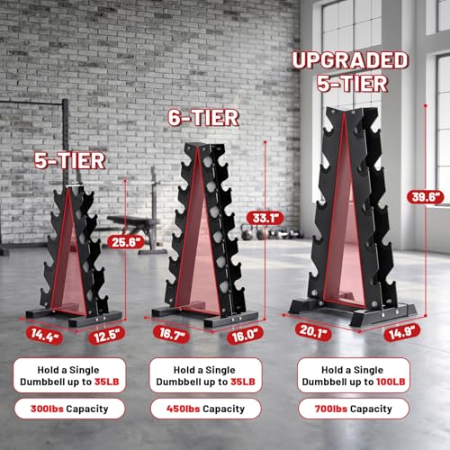 Image of A-Frame Dumbbell Stand, Dumbbell Barbell Storage & T Bar Row for Home Gym