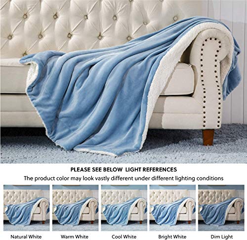Image of VAS COLLECTIONS Flannel Sherpa Baby Blanket | 2-Layer Soft & Fluffy AC Blanket | 250 GSM, 800 g Lightweight All-Season Wrapping Sheet for Newborns (Baby Aqua, 130 x 105 cm, 3-24 Months)