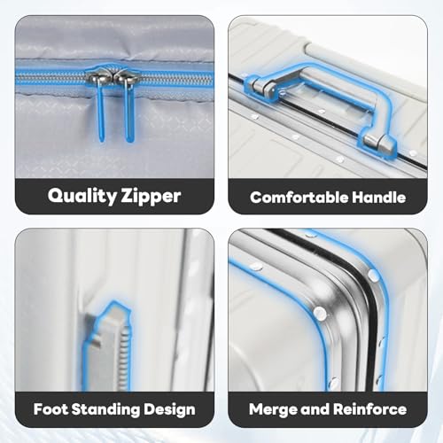 22 inch carry on luggage Durable Suitcase with Cup Phone Holder USB Port Aluminium Frame Carry on Luggage with 8 Double Spinner Wheels TSA Lock Suitcase with Cup Holder Carry On Luggage with USB Port3