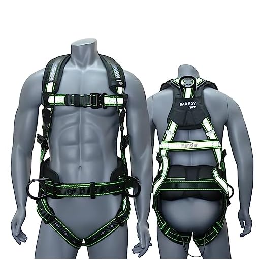 AFP Fall Protection Full-Body Premium Safety Harness, 8” Thick Support Belt, Aluminum D-Rings, Tongue Buckle (OSHA/ANSI PPE) – Fall Protection Harness, Safety Harnesses for Men Construction