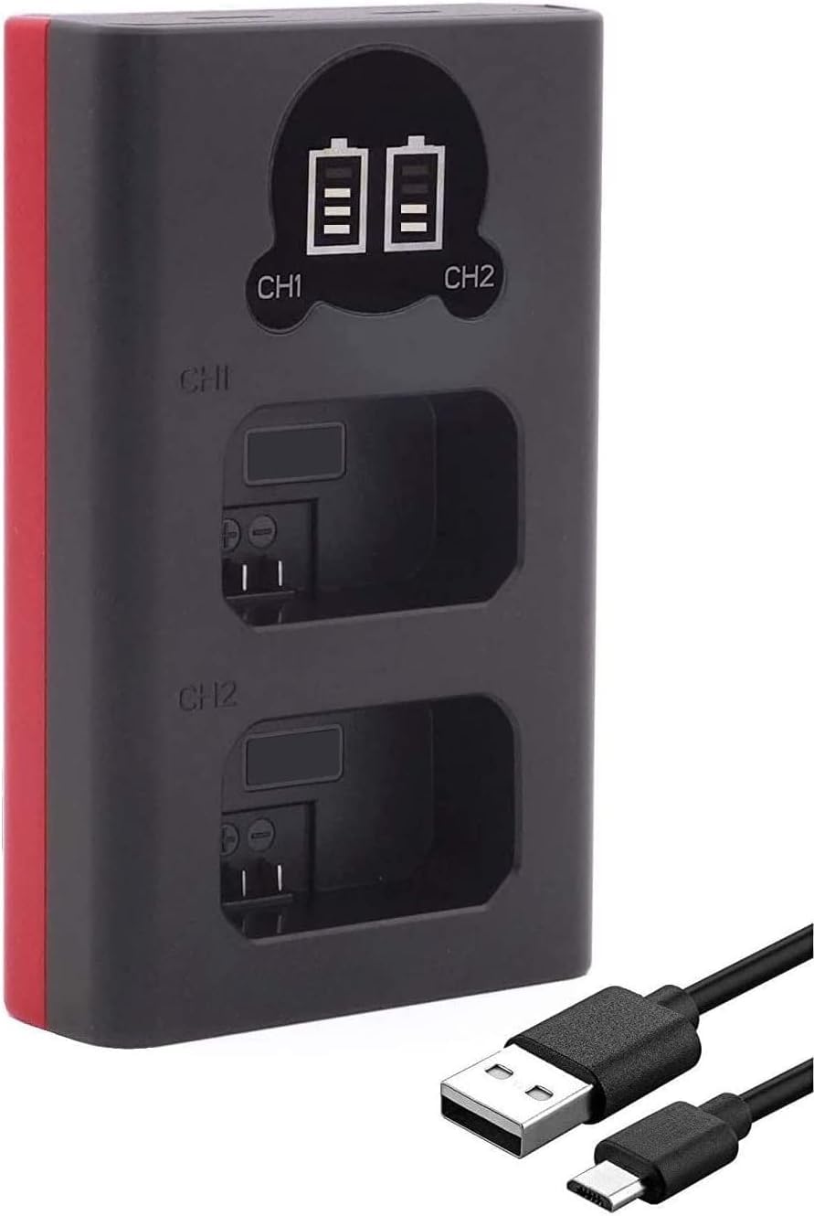 Baxxtar LCD Caricatore Doppio USB-C (5V / 2,1A) Caricabatteria per ENEL25, EN-EL25 Batteria Compatibile con Nikon Z30 Z50 Z50II ZFC EN Z FC 30 50 50II EN-EL25a EN EL25 EL25a
