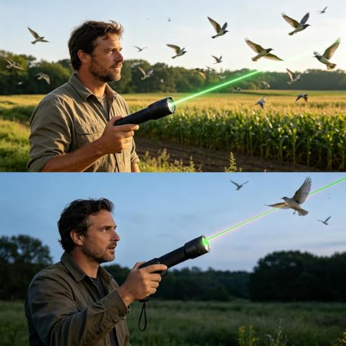 Repelente de aves láser verde con 6 modos de haz para control de plagas exterior 8