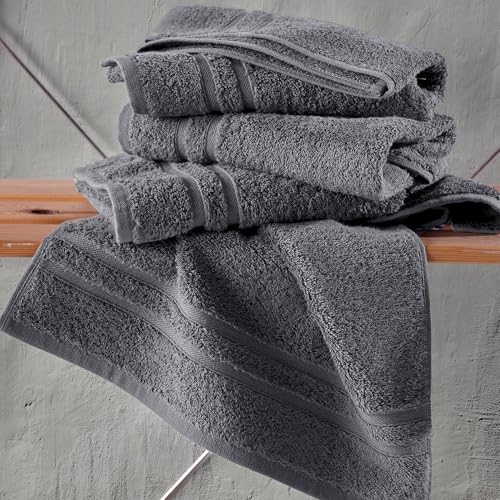 Image of Hammam Linen Organic Turkish Cotton Hand Towels 6-Pack, 16 inchx28 inch, Cool Grey, Luxury Hotel & Spa