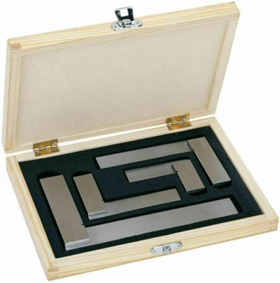 Engineers Square Set 4pc - 2, 3, 4 & 6 Inch Squares In Wooden Case - Try Squares-Amz448
