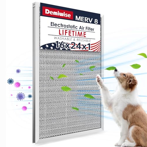 Image of 16x24x1 Lifetime Electrostatic Air Filter, MERV 8 Reusable Aluminum AC /HVAC Furnace Filter, Washable Permanent Air Filter, Easy to Clean, Healthier Home /Office (Actual Size:15.75x23.5x0.86)