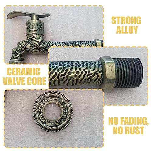 Vintage Wasserhahn Garten Drache Geschnitzt: Nizirioo Vintage Wasserhahn Langer, 1/2 Zoll Kaltwasser Waschtischarmatur Wasserhahn Wandmontage Waschmaschine, für Badezimmer Garten Küche