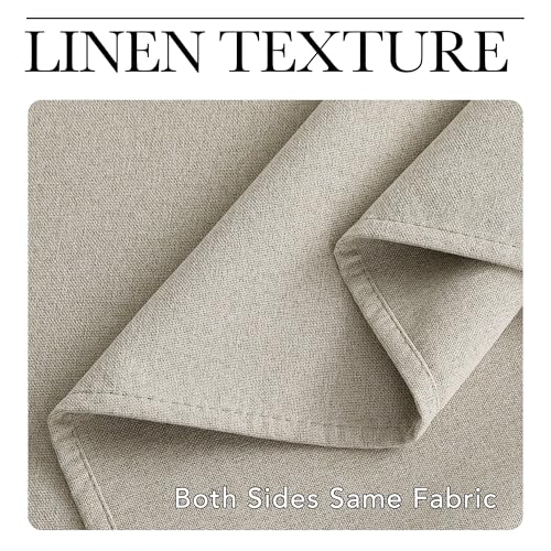 NICETOWN 100% Blackout Linen Curtains 84 inch Long for Bedroom, Double-Side Faux Linen Full Light Blocking Shades for Living Room 2 Panels, Thermal Insulated Farmhouse Drapes, Natural, W52 x L84 in - Image 6